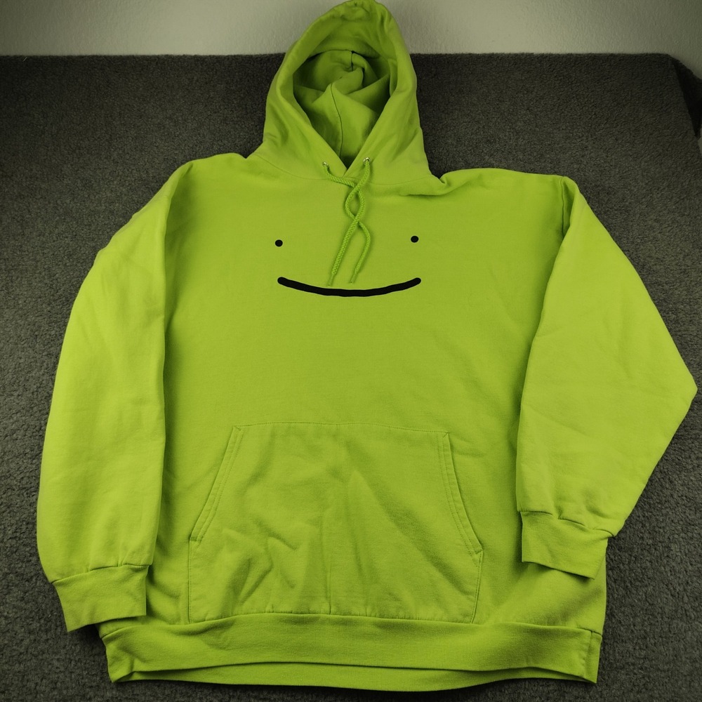 Dream Smile Graphic Hoodie Mens 2XL Lime Green Pullover
